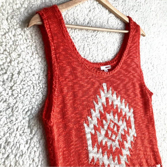 Bongo Juniors orange coral sleeveless cropped sweater tank with tassels, Sz L - Picture 4 of 16